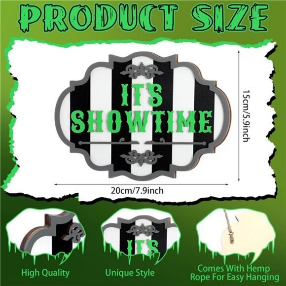 Halloween Door Sign Hanging Decoration It's Showtime Halloween - Picture 3 of 7